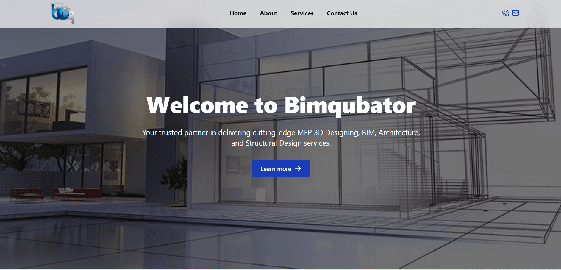 BIMQubator technical design website screenshot