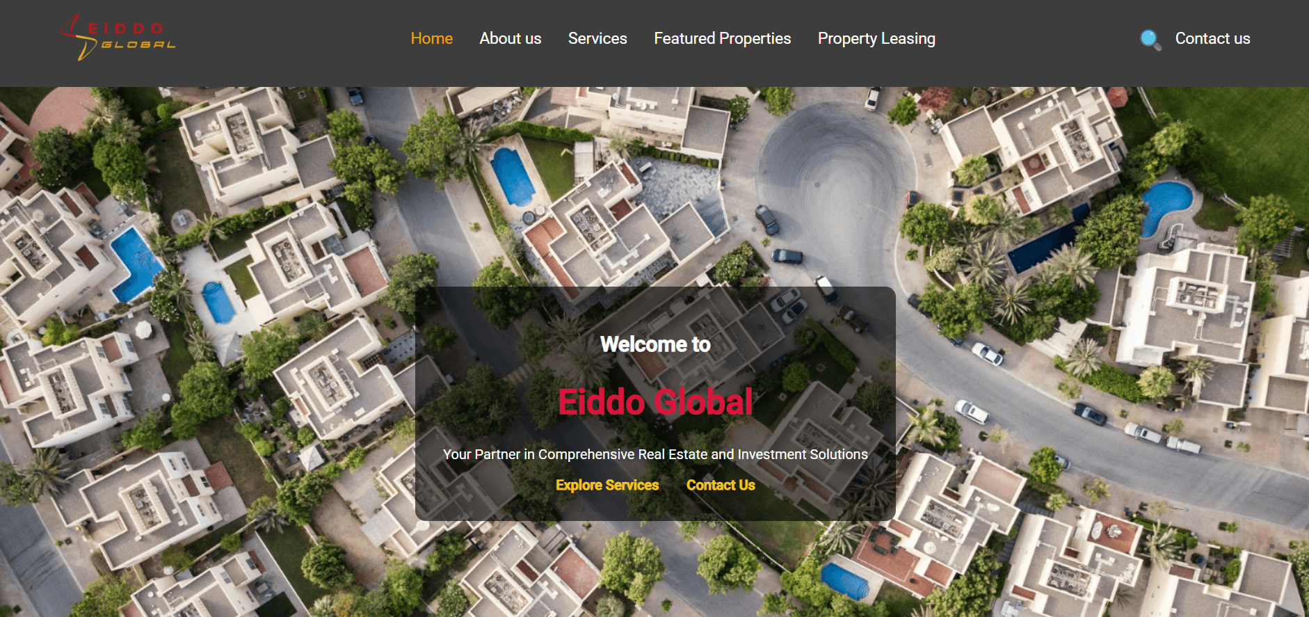 Eiddo Global real estate website screenshot